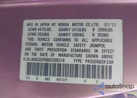 2013 Acura Tsx 2.4 z USA, uszkodzony, nr VIN JH4CU2F69DC008318